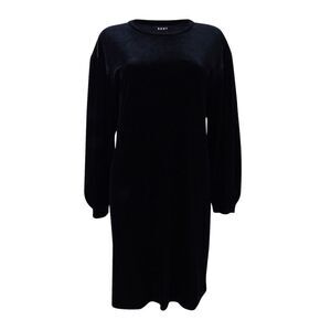 DKNY Women's Velvet Bubble-Sleeve Dress - Black
